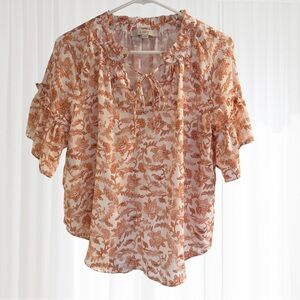LOFT Floral Blouse - Orange, Pink, Coral
